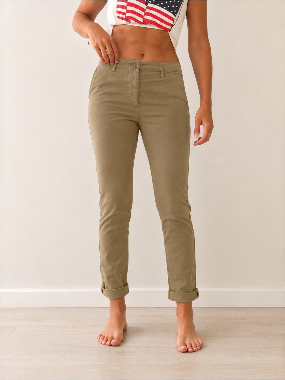 Current/Elliott high-waisted button-fly cropped chinos